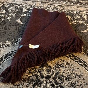 Anthropologie Burgundy Fringe Scarf